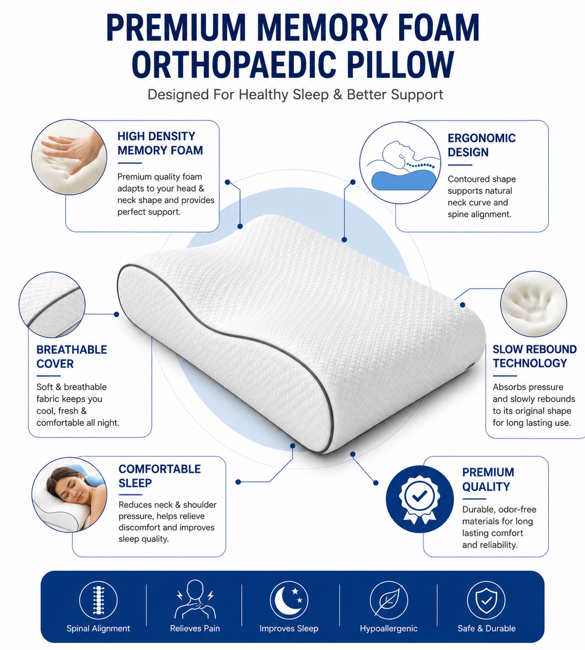 Memory Foam Orthopaedic Pillow – DailySolve